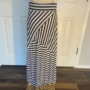Asymmetric Striped Maxi Skirt